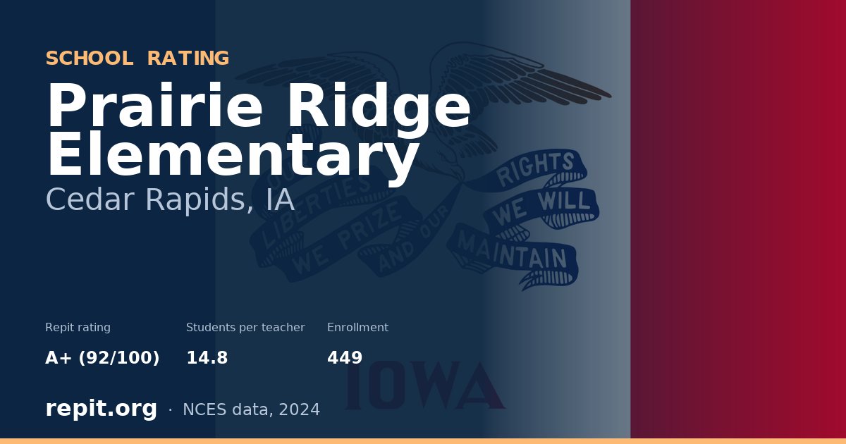 Prairie Ridge Elementary, Cedar Rapids, IA — Repit school rating A+ (92/100)