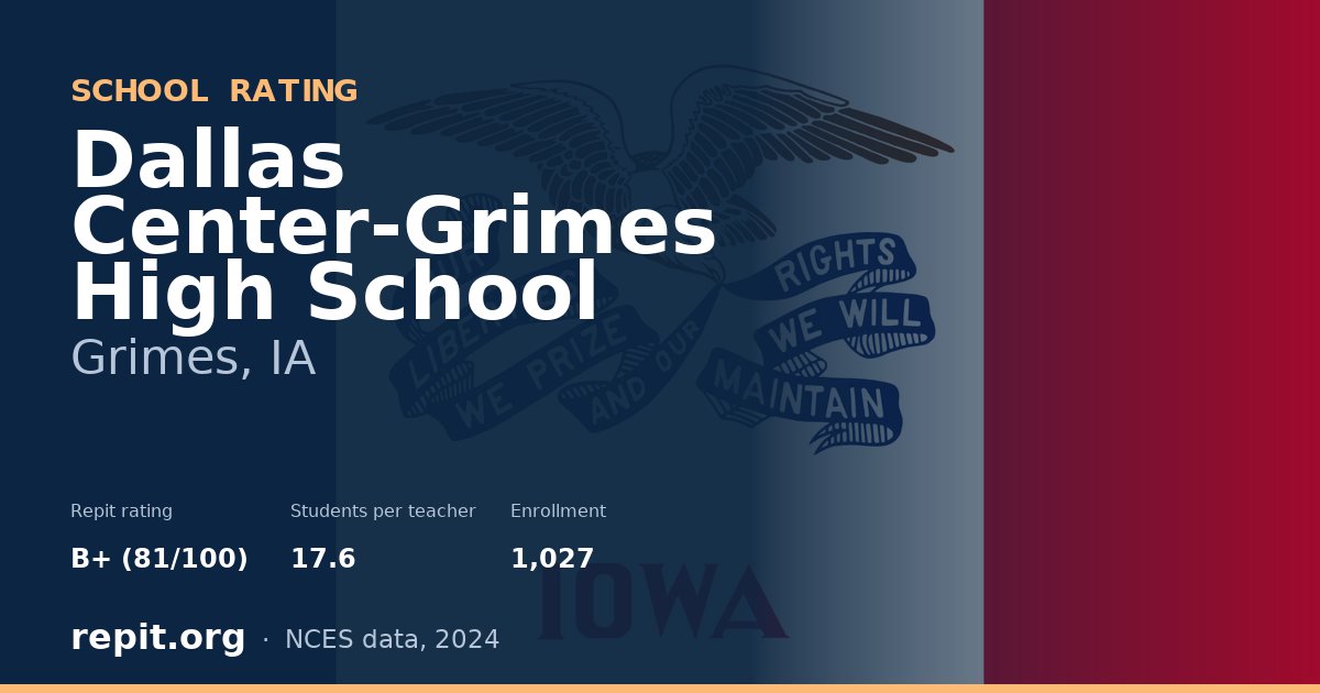Dallas Center-Grimes High School, Grimes, IA — Repit school rating B+ (81/100)