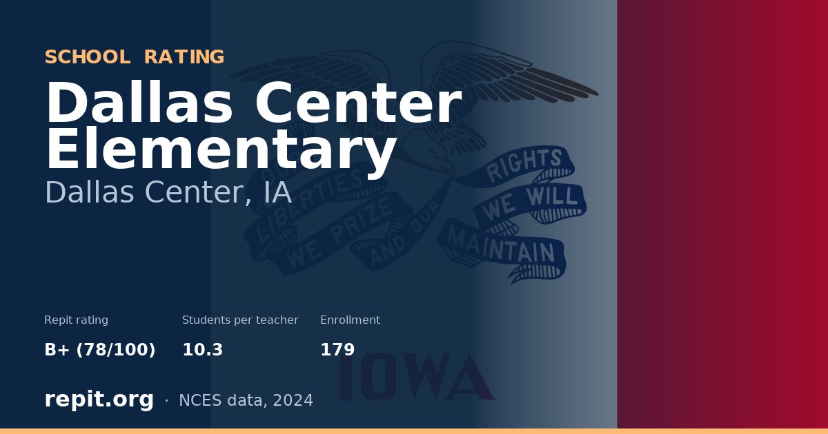 Dallas Center Elementary, Dallas Center, IA — Repit school rating B+ (78/100)