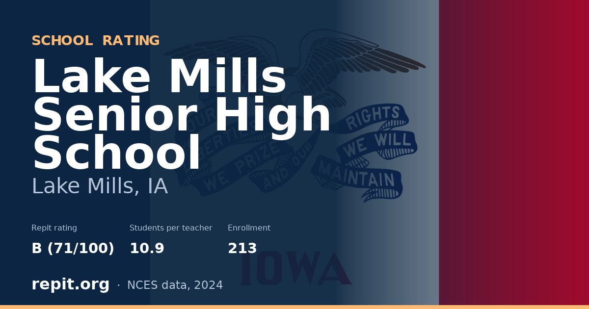 Lake Mills Senior High School, Lake Mills, IA — Repit school rating B (71/100)