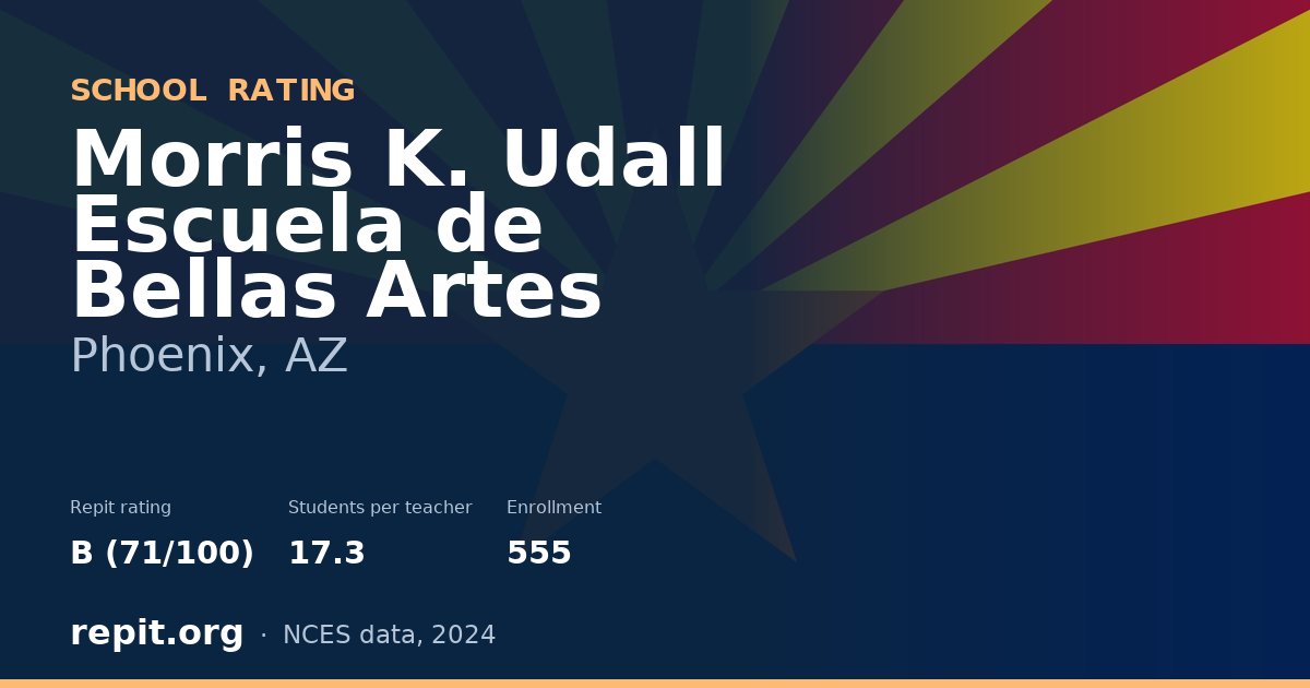 Morris K. Udall Escuela de Bellas Artes, Phoenix, AZ — Repit school rating B (71/100)