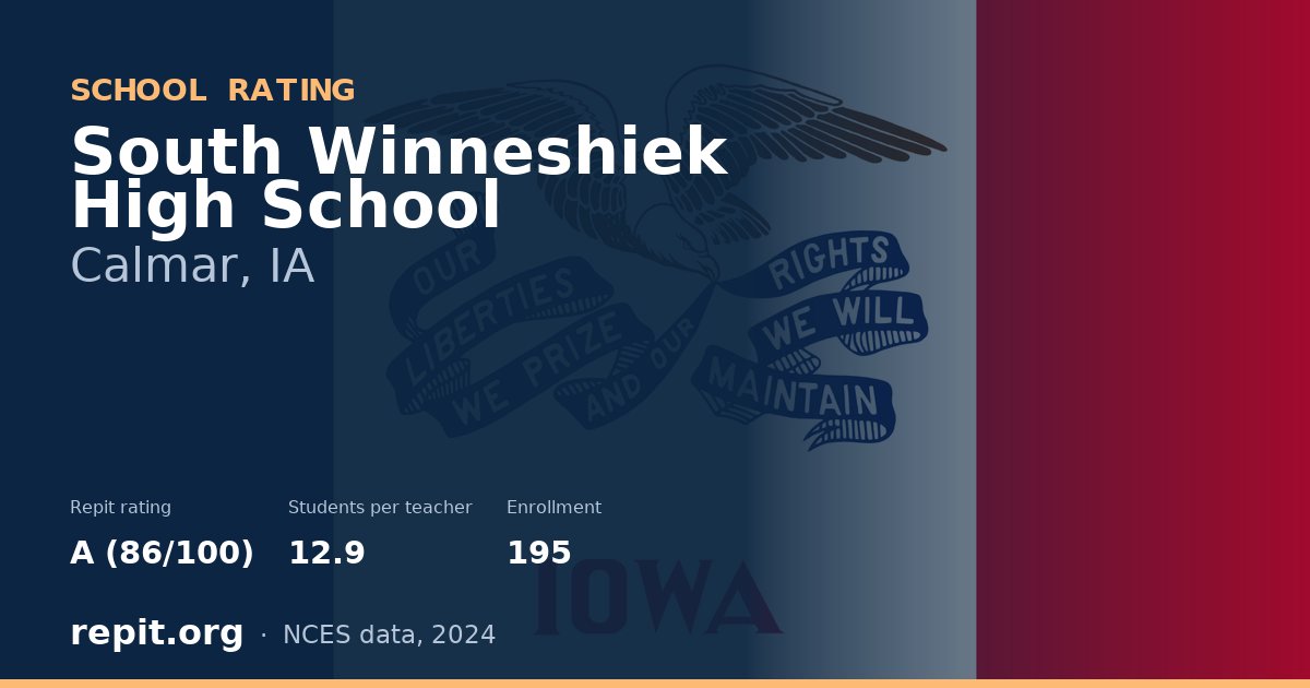 South Winneshiek High School, Calmar, IA — Repit school rating A (86/100)