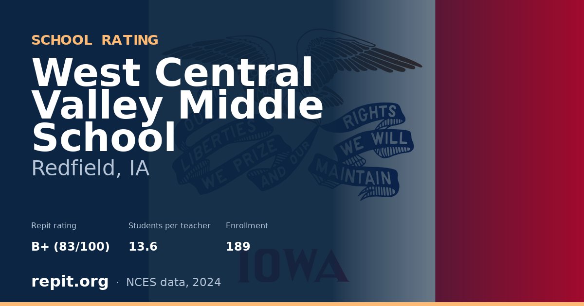 West Central Valley Middle School, Redfield, IA — Repit school rating B+ (83/100)