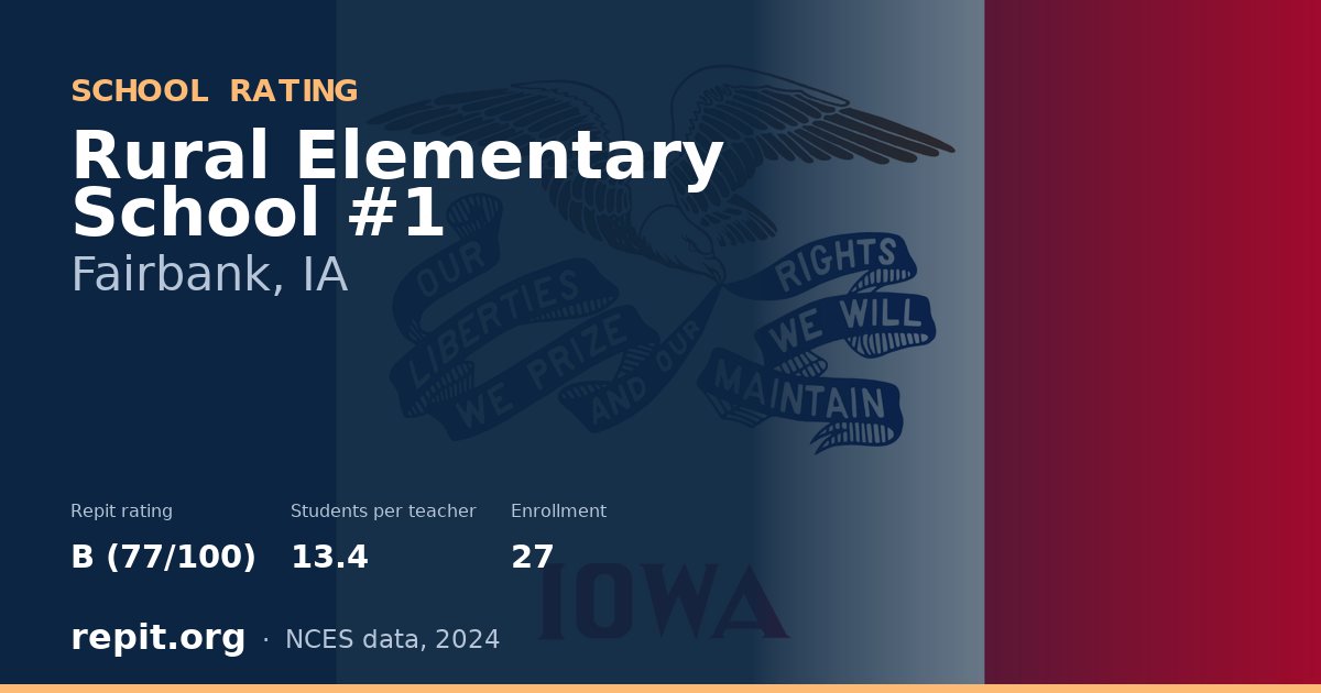 Rural Elementary School #1, Fairbank, IA — Repit school rating B (77/100)