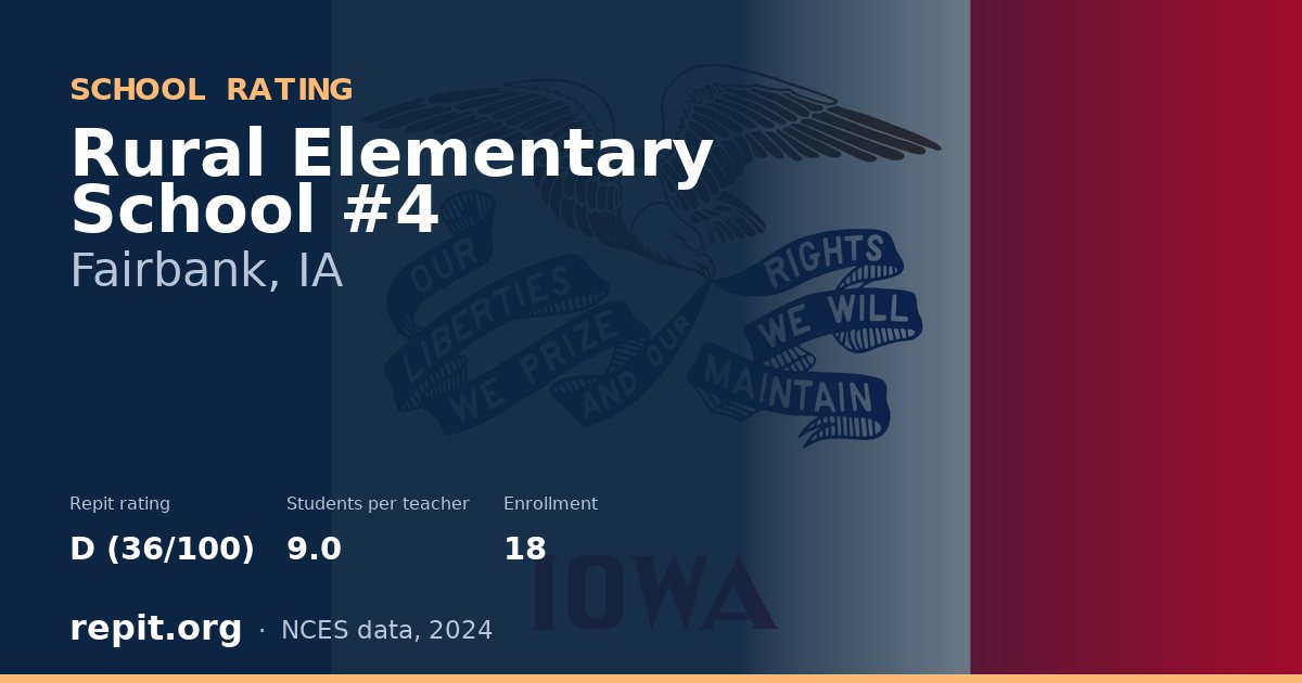 Rural Elementary School #4, Fairbank, IA — Repit school rating D (36/100)