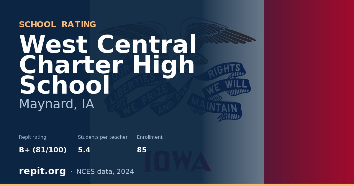West Central Charter High School, Maynard, IA — Repit school rating B+ (81/100)