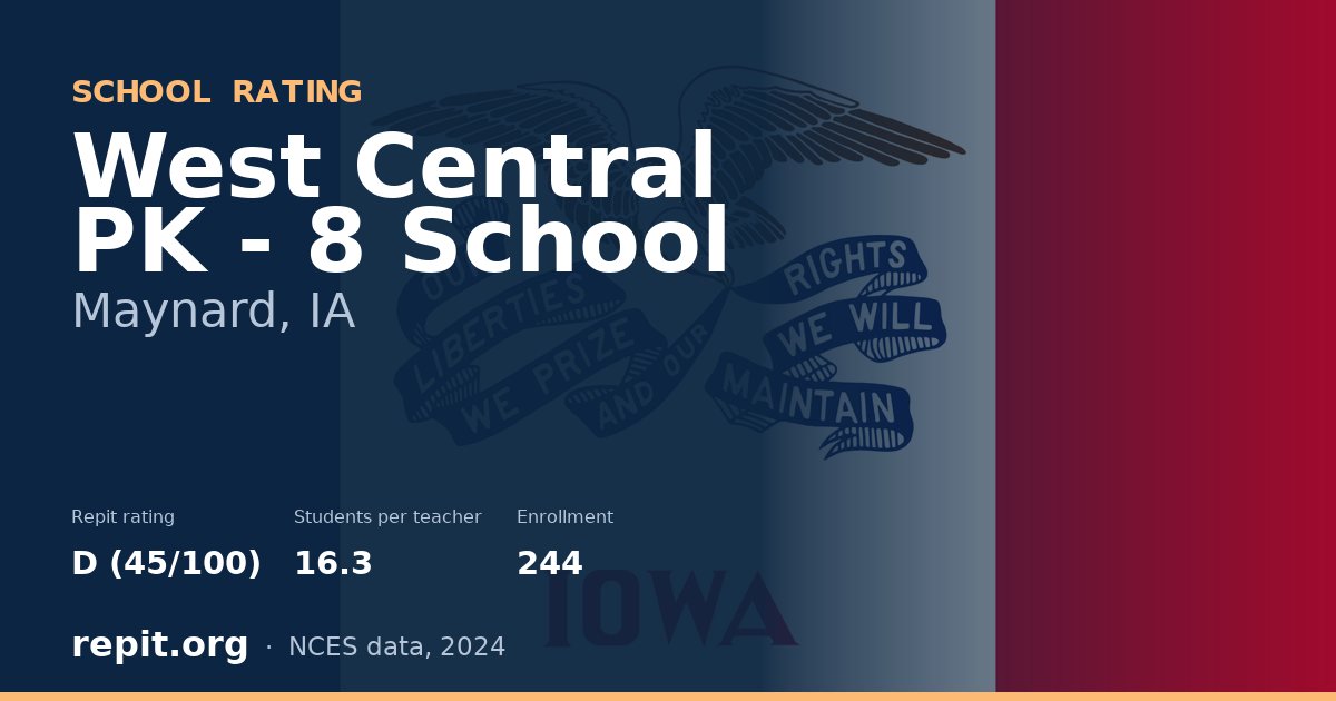 West Central PK - 8 School, Maynard, IA — Repit school rating D (45/100)