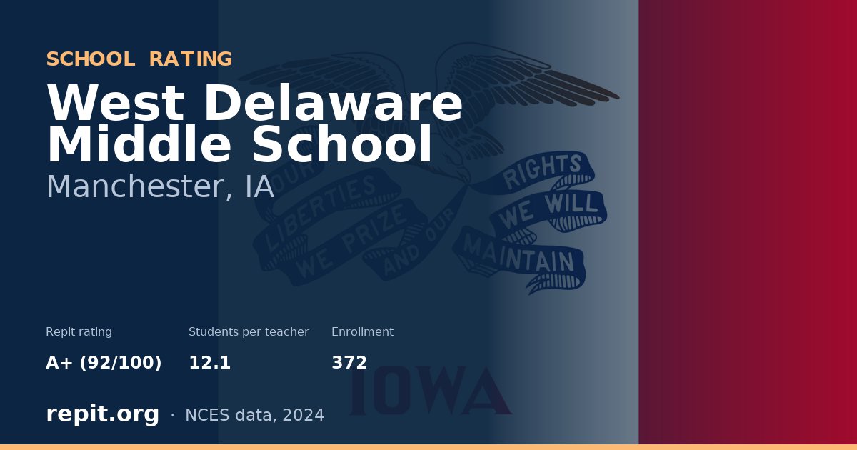 West Delaware Middle School, Manchester, IA — Repit school rating A+ (92/100)