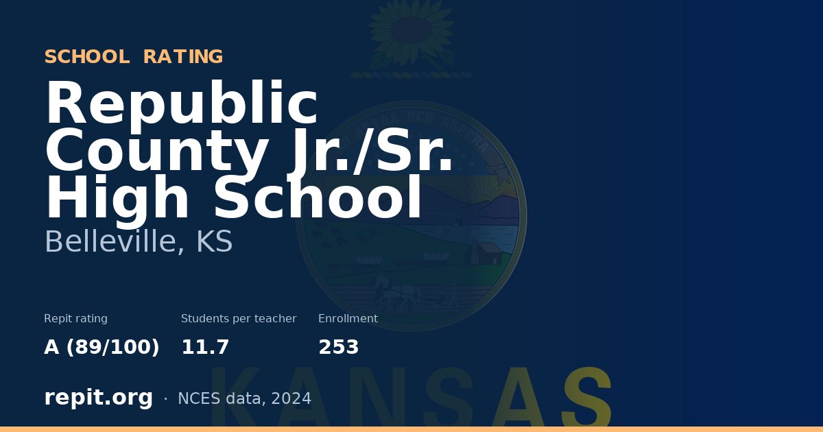 Republic County Jr./Sr. High School, Belleville, KS — Repit school rating A (89/100)