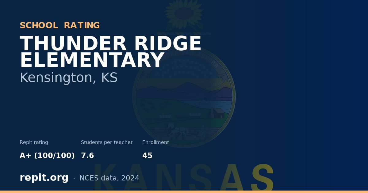 THUNDER RIDGE ELEMENTARY, Kensington, KS — Repit school rating A+ (100/100)
