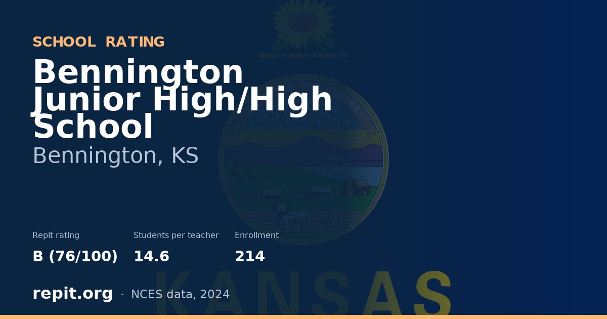Bennington Junior High/High School, Bennington, KS — Repit school rating B (76/100)