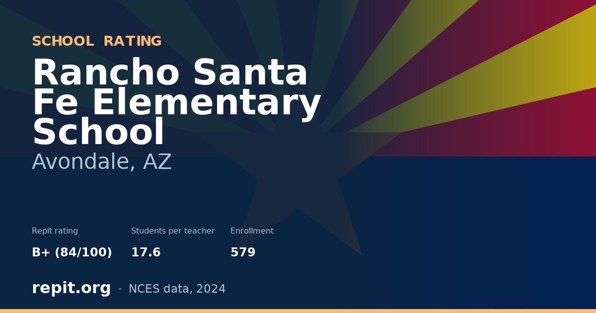 Rancho Santa Fe Elementary School, Avondale, AZ — Repit school rating B+ (84/100)