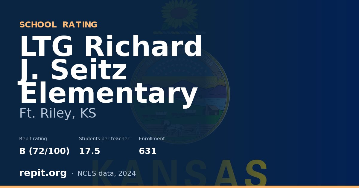 LTG Richard J. Seitz Elementary, Ft. Riley, KS — Repit school rating B (72/100)