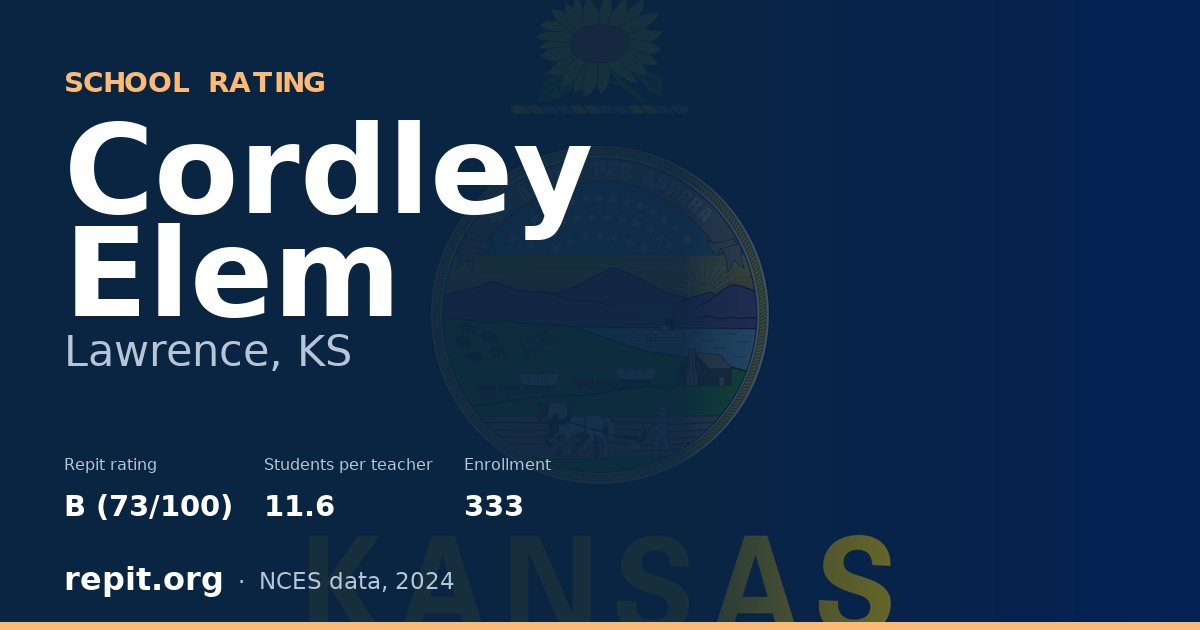 Cordley Elem, Lawrence, KS — Repit school rating B (73/100)