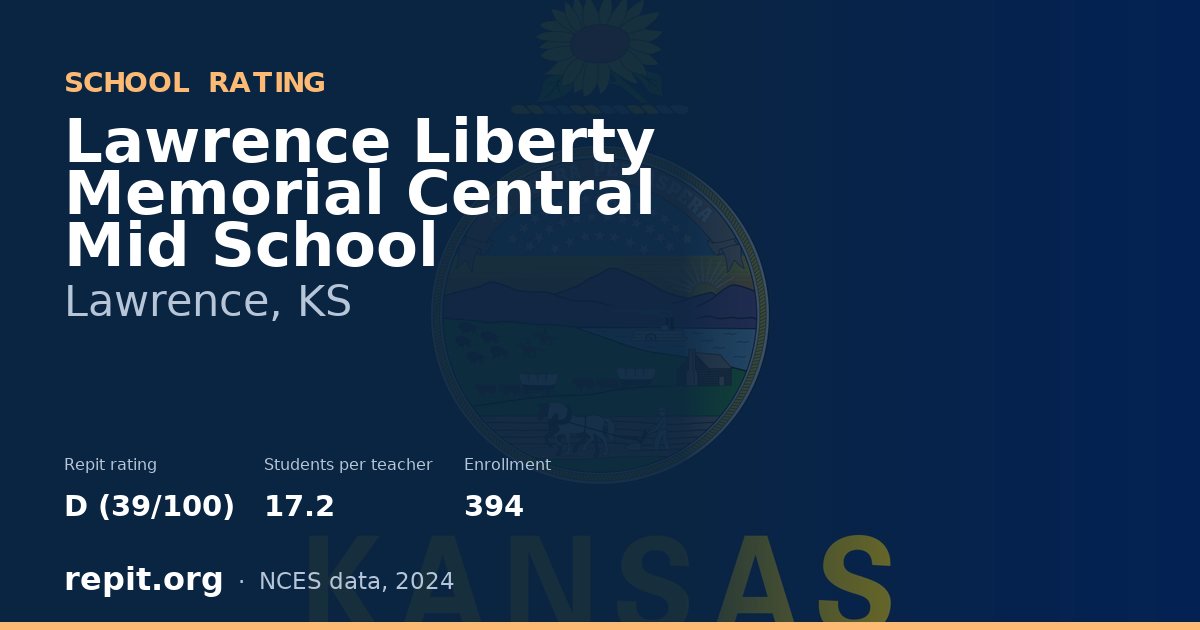Lawrence Liberty Memorial Central Mid School, Lawrence, KS — Repit school rating D (39/100)