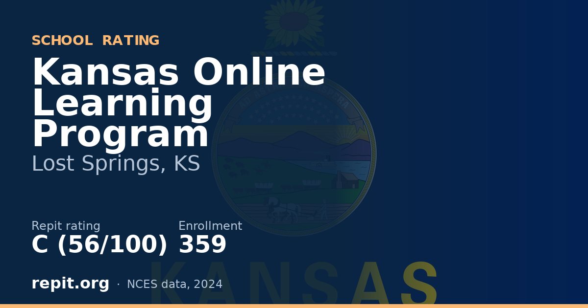 Kansas Online Learning Program, Lost Springs, KS — Repit school rating C (56/100)