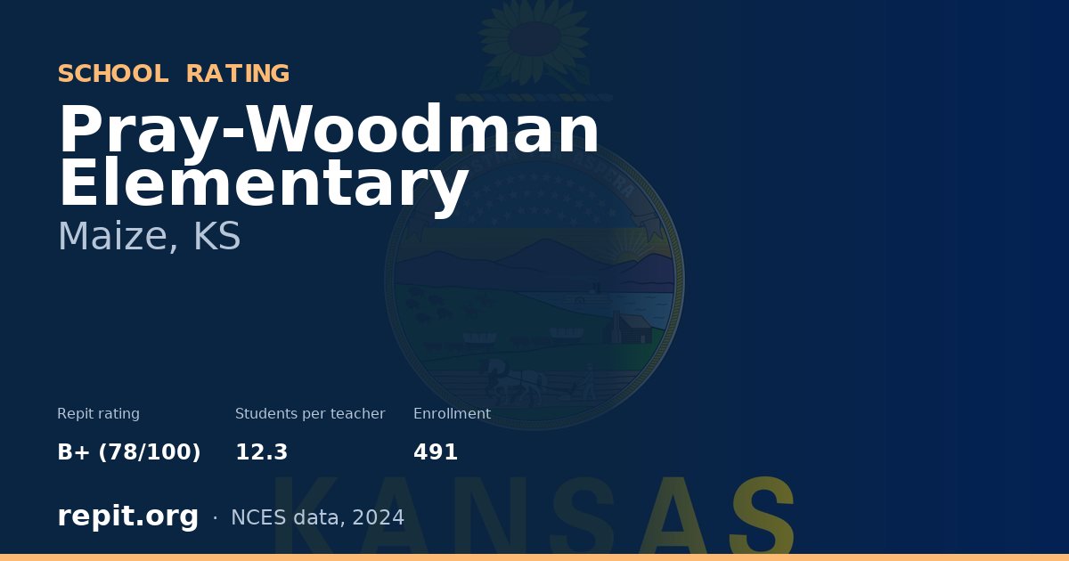 Pray-Woodman Elementary, Maize, KS — Repit school rating B+ (78/100)