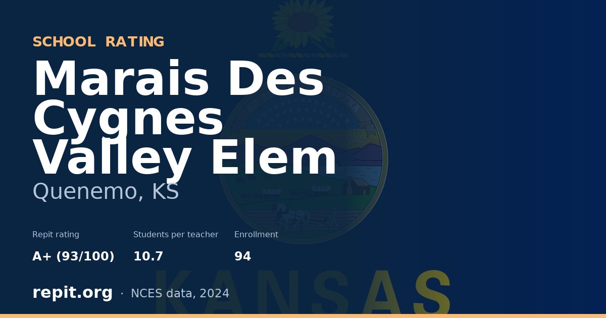 Marais Des Cygnes Valley Elem, Quenemo, KS — Repit school rating A+ (93/100)