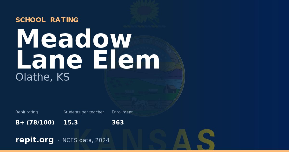 Meadow Lane Elem, Olathe, KS — Repit school rating B+ (78/100)