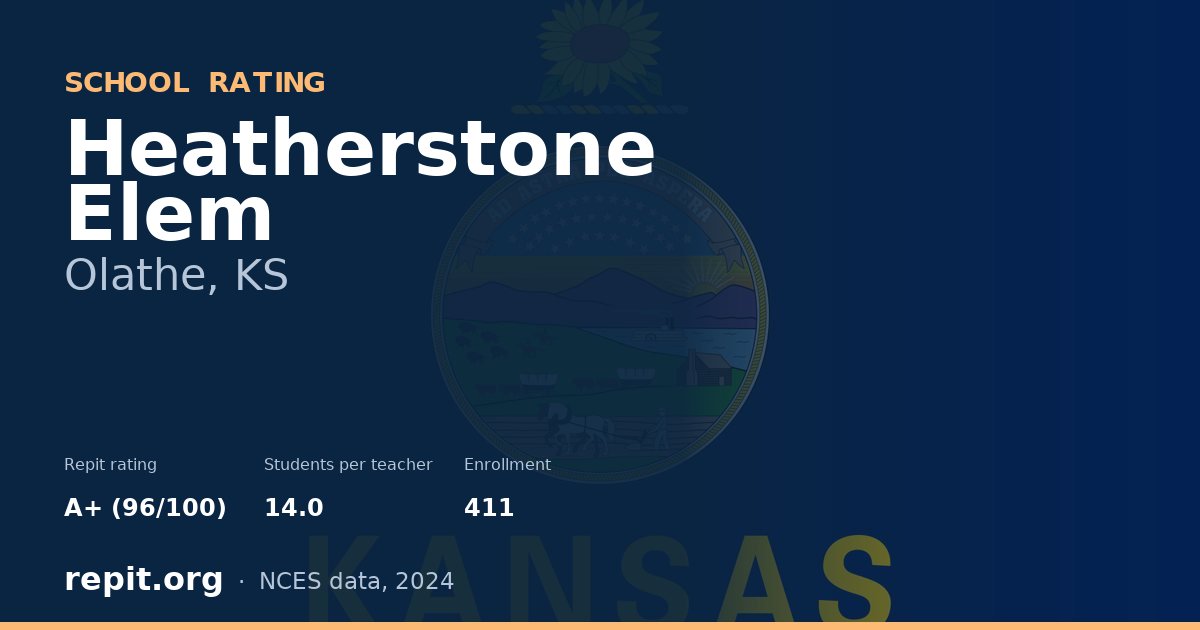 Heatherstone Elem, Olathe, KS — Repit school rating A+ (96/100)