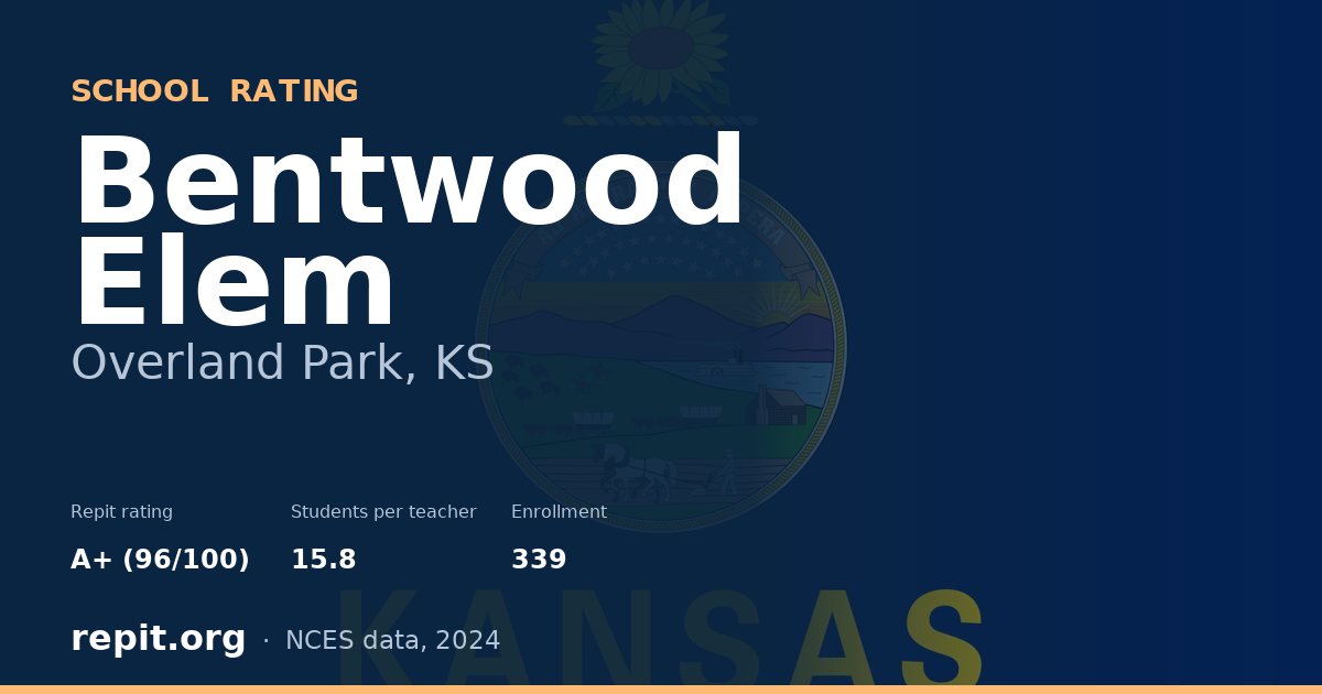 Bentwood Elem, Overland Park, KS — Repit school rating A+ (96/100)