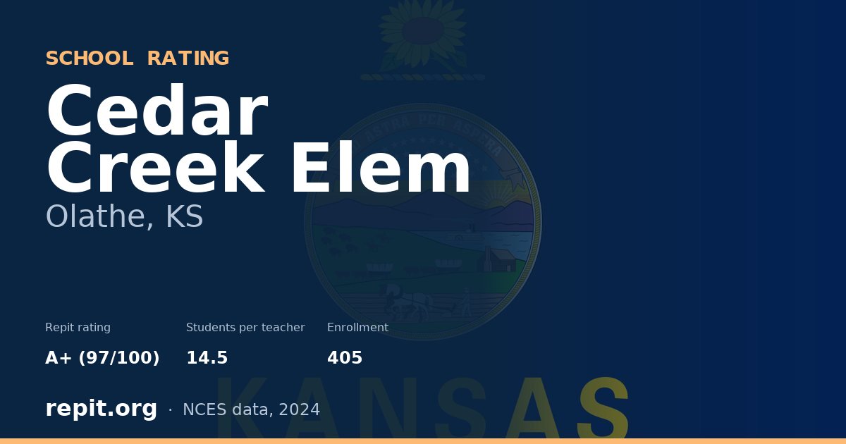 Cedar Creek Elem, Olathe, KS — Repit school rating A+ (97/100)