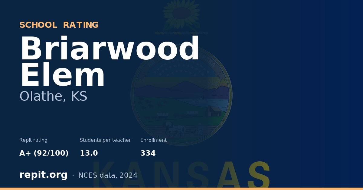 Briarwood Elem, Olathe, KS — Repit school rating A+ (92/100)