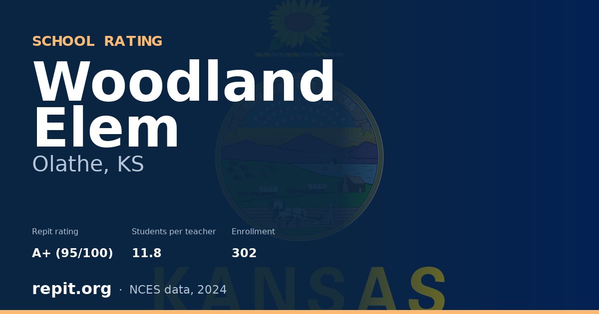 Woodland Elem, Olathe, KS — Repit school rating A+ (95/100)