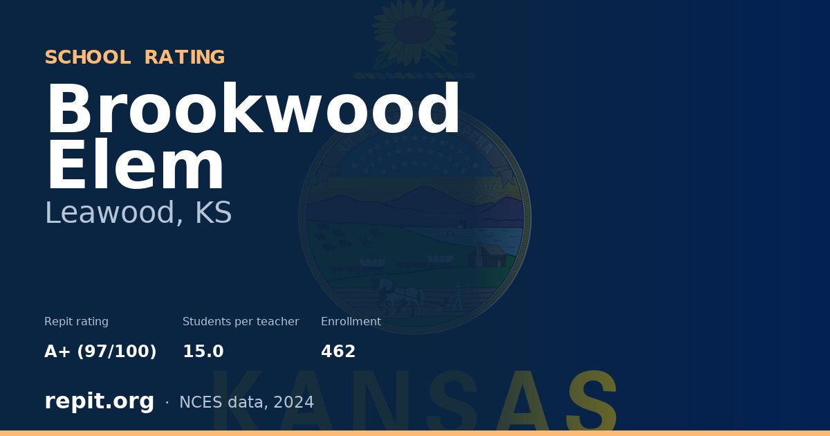 Brookwood Elem, Leawood, KS — Repit school rating A+ (97/100)