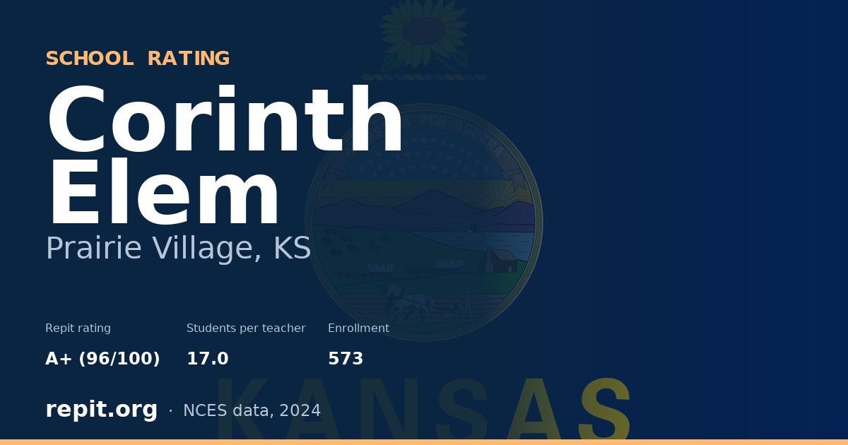 Corinth Elem, Prairie Village, KS — Repit school rating A+ (96/100)