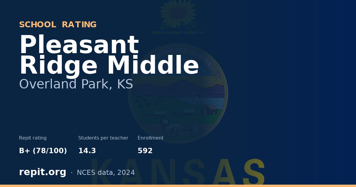 Pleasant Ridge Middle, Overland Park, KS — Repit school rating B+ (78/100)