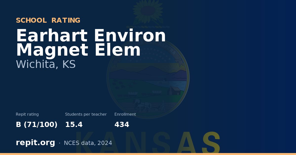 Earhart Environ Magnet Elem, Wichita, KS — Repit school rating B (71/100)