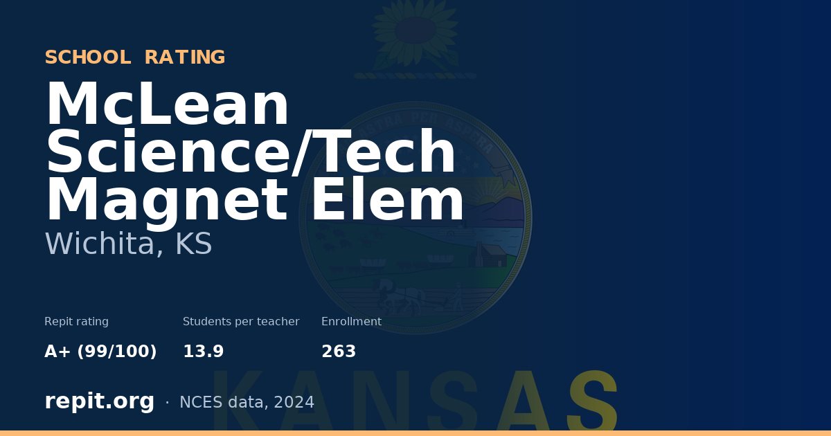 McLean Science/Tech Magnet Elem, Wichita, KS — Repit school rating A+ (99/100)