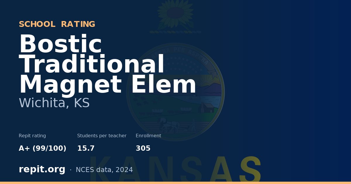 Bostic Traditional Magnet Elem, Wichita, KS — Repit school rating A+ (99/100)