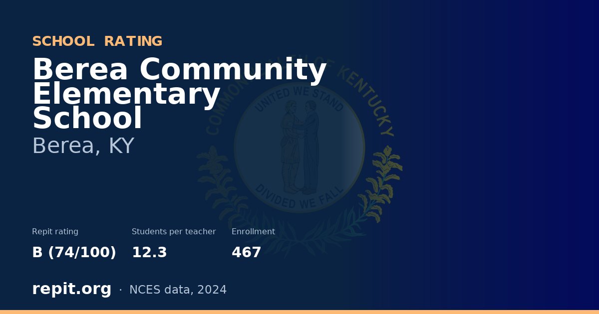 Berea Community Elementary School, Berea, KY — Repit school rating B (74/100)