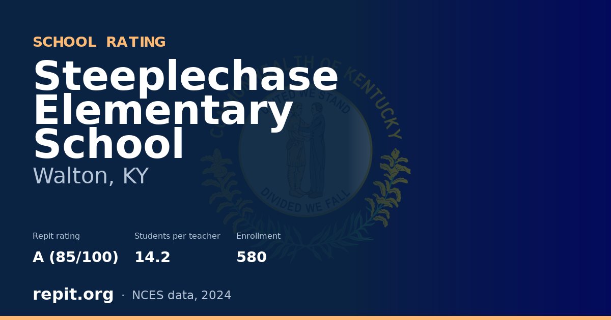 Steeplechase Elementary School, Walton, KY — Repit school rating A (85/100)