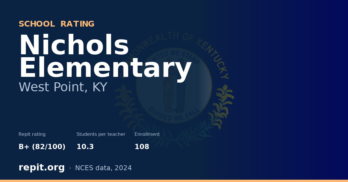 Nichols Elementary, West Point, KY — Repit school rating B+ (82/100)
