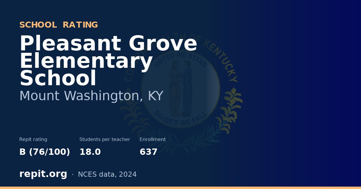 Pleasant Grove Elementary School, Mount Washington, KY — Repit school rating B (76/100)