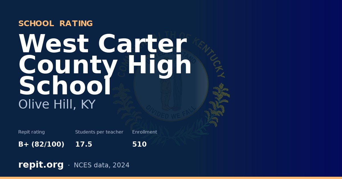 West Carter County High School, Olive Hill, KY — Repit school rating B+ (82/100)