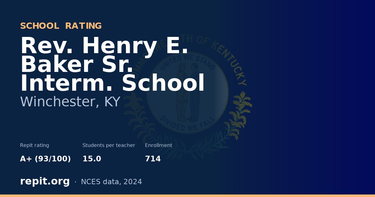 Rev. Henry E. Baker Sr. Interm. School, Winchester, KY — Repit school rating A+ (93/100)