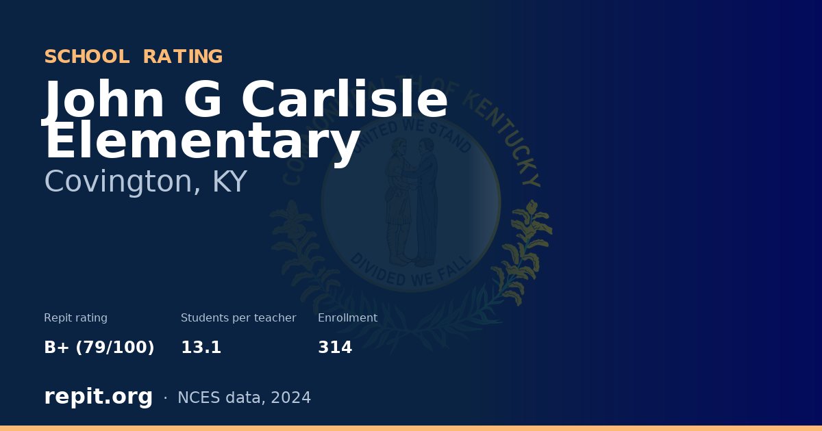 John G Carlisle Elementary, Covington, KY — Repit school rating B+ (79/100)