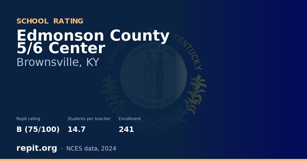 Edmonson County 5/6 Center, Brownsville, KY — Repit school rating B (75/100)