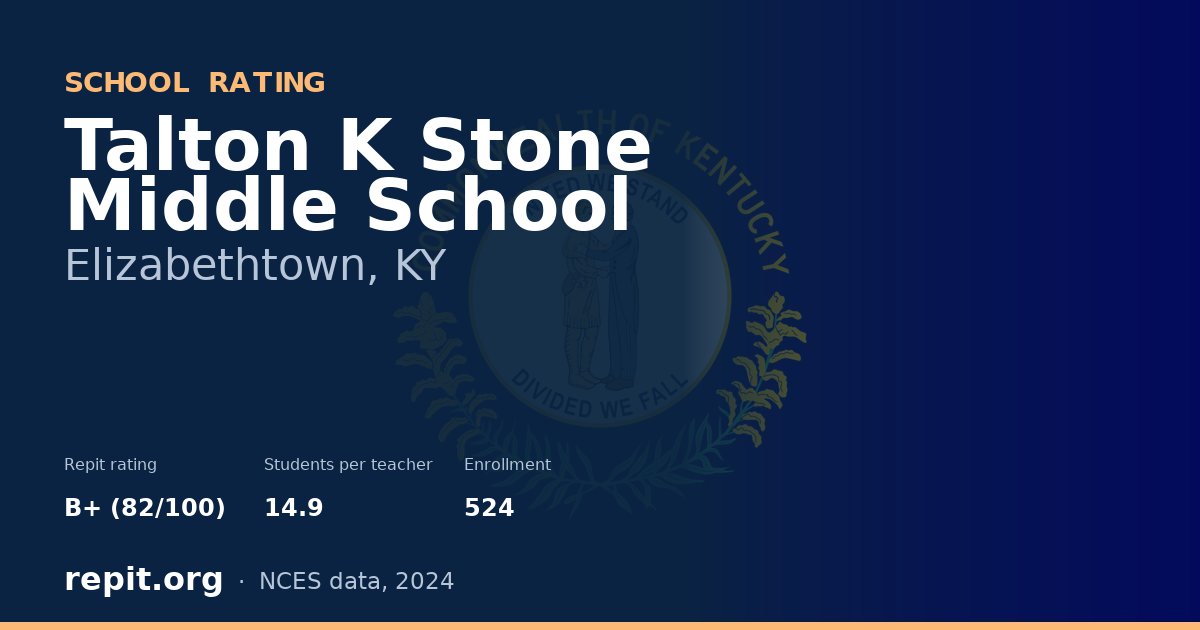 Talton K Stone Middle School, Elizabethtown, KY — Repit school rating B+ (82/100)