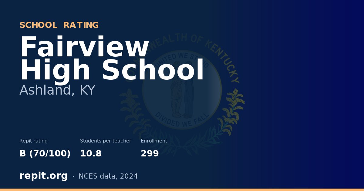 Fairview High School, Ashland, KY — Repit school rating B (70/100)