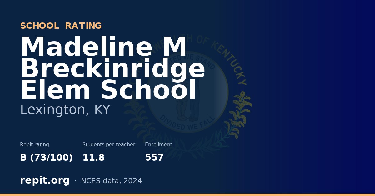 Madeline M Breckinridge Elem School, Lexington, KY — Repit school rating B (73/100)