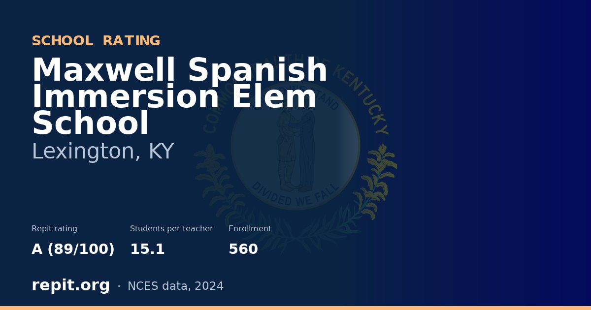 Maxwell Spanish Immersion Elem School, Lexington, KY — Repit school rating A (89/100)
