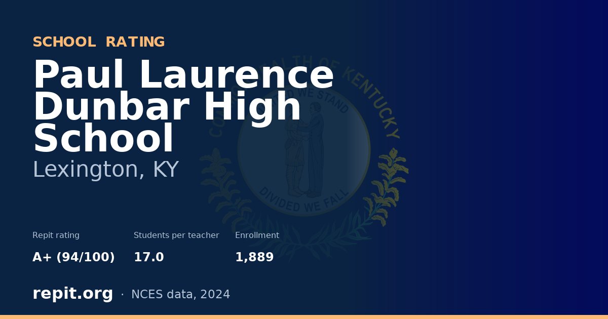 Paul Laurence Dunbar High School, Lexington, KY — Repit school rating A+ (94/100)