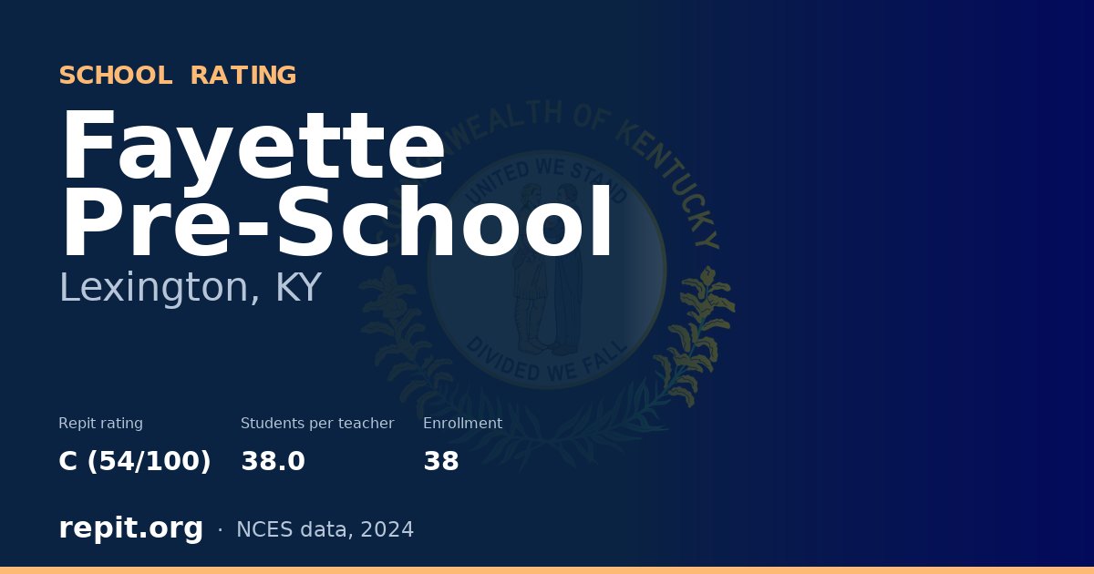 Fayette Pre-School, Lexington, KY — Repit school rating C (54/100)