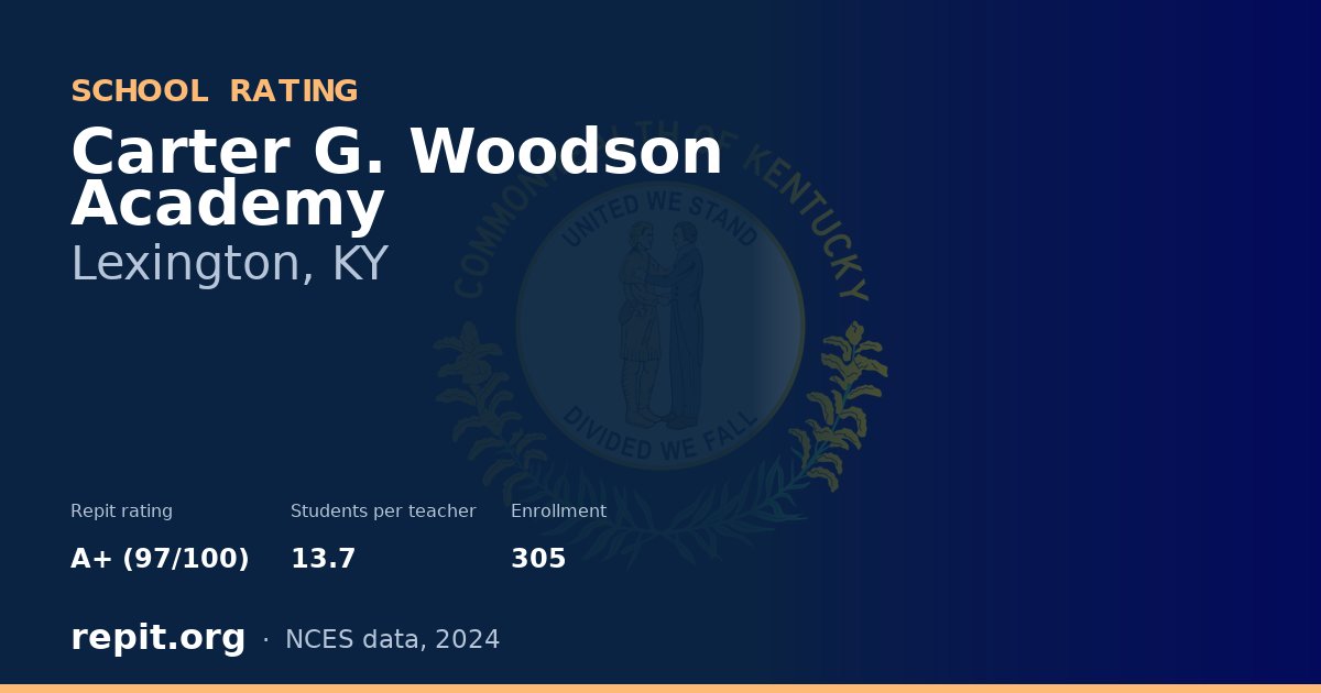 Carter G. Woodson Academy, Lexington, KY — Repit school rating A+ (97/100)