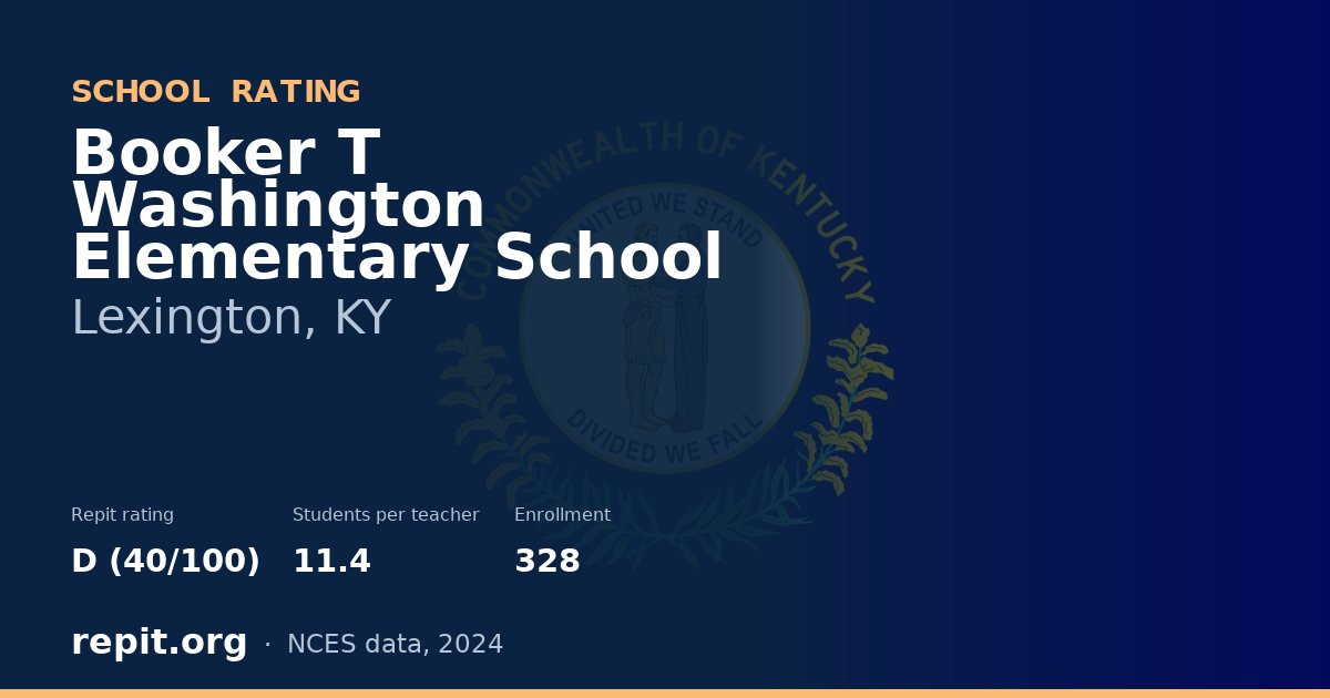 Booker T Washington Elementary School, Lexington, KY — Repit school rating D (40/100)